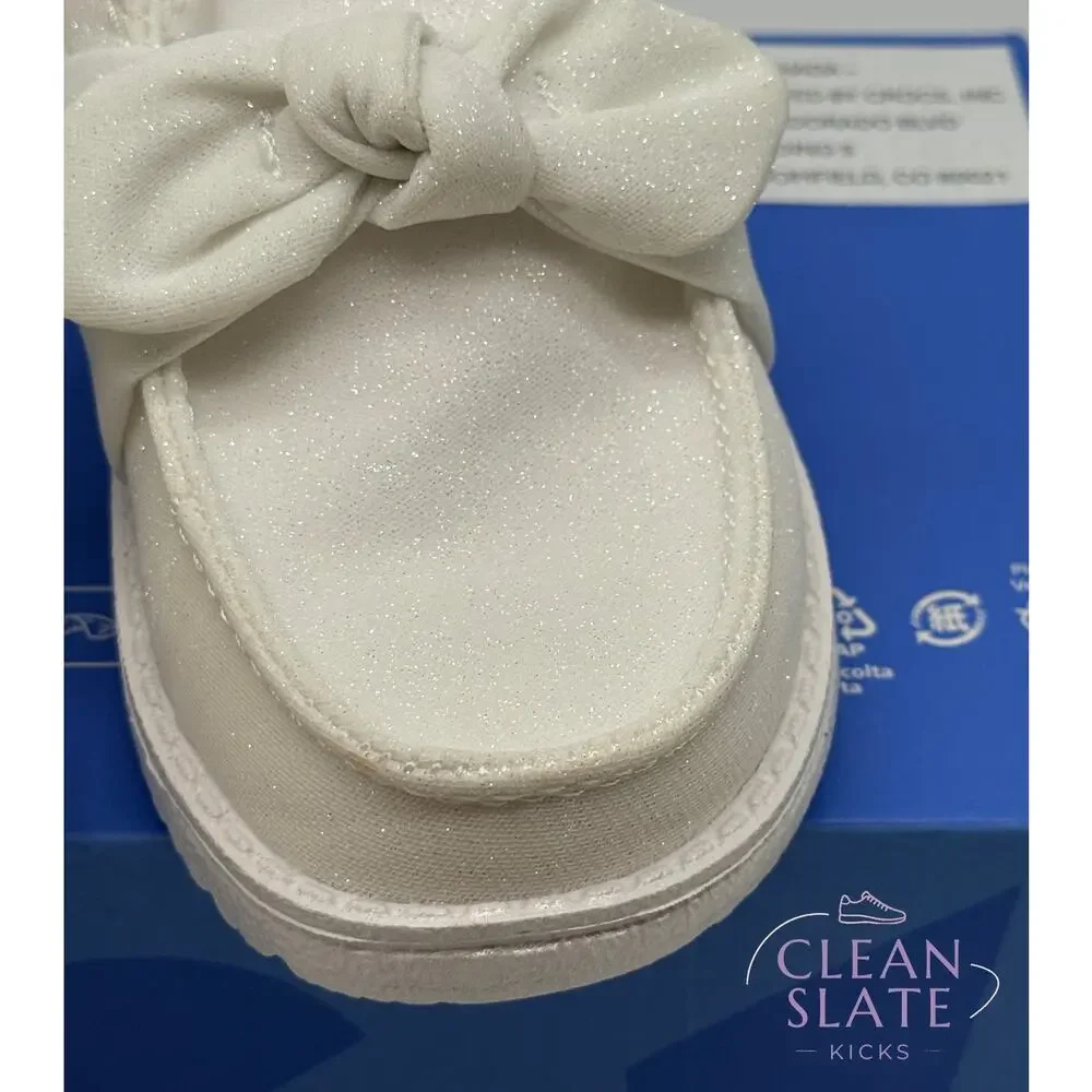 Hey Dude Wendy Bow Stardust White Kids C11 NIB/NWT